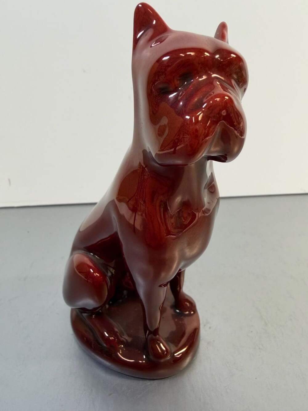 Zsolnay Red Eosin Iridescent Ceramic Boxer Dog Figurine